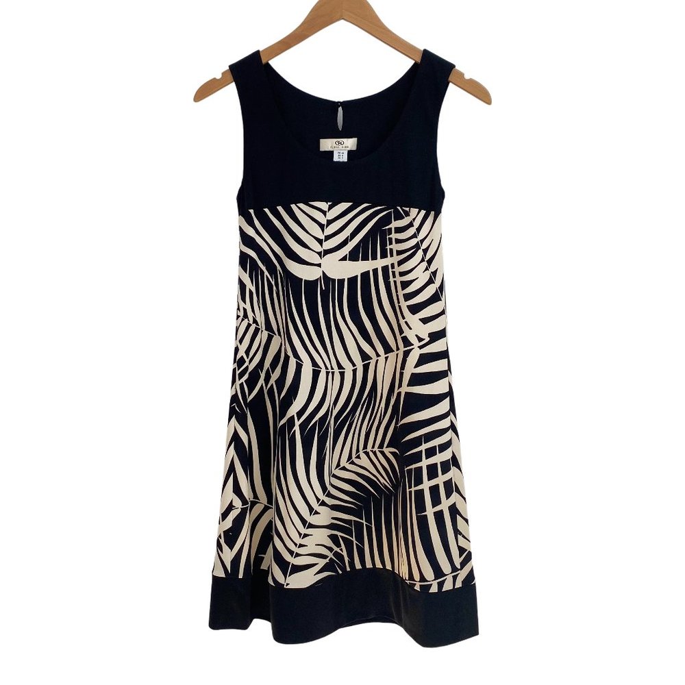 Flora Kung silk jersey malia tank dress NWT  black ecru palm print